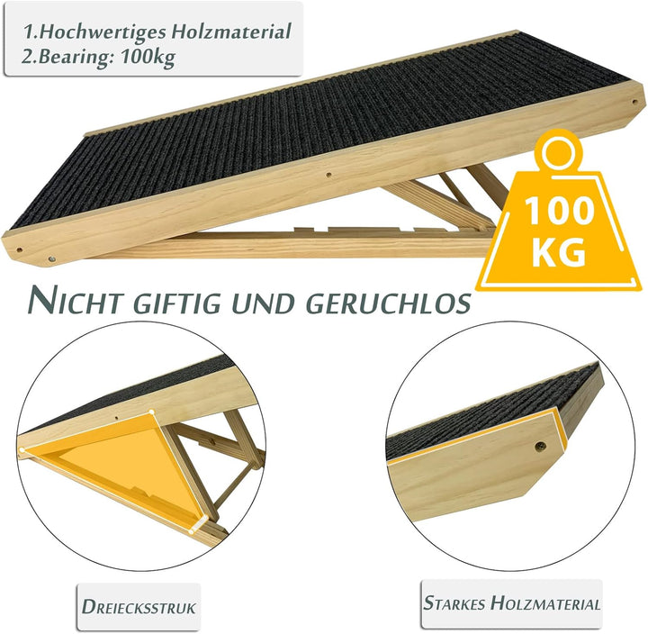 Hundetreppe Holz Hunderampe Haustiertreppe für Grosse Hunde Katzen Haustiere, Klappbar Hunderampen T