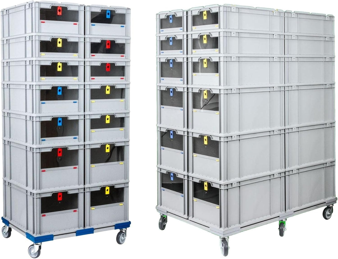 SuperSparSet 4x Eurobox NextGen Insight Cover | HxBxT 22x40x60 | 44 Liter | Hoch/Blau | Eurobehälter