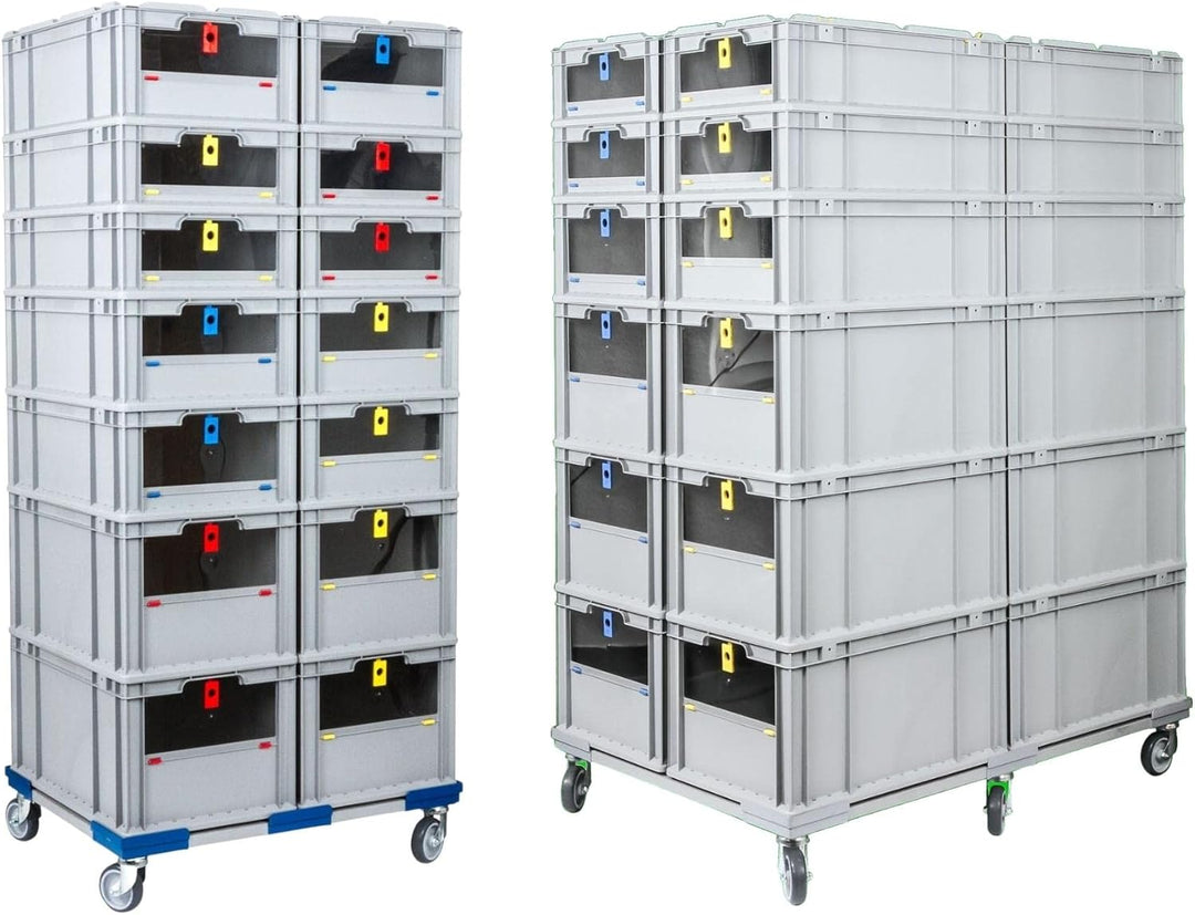 SparSet 10x Eurobox NextGen Insight Cover | HxBxT 32x40x60 | 65 Liter | Hoch/Rot | Eurobehälter, Tra