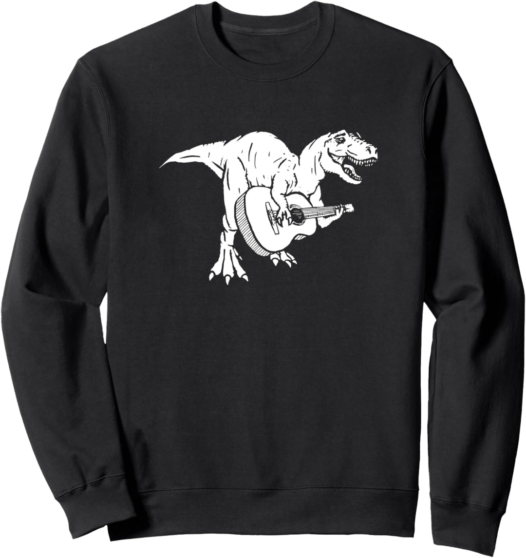 Dinosaur and Acoustic Guitar Funny Tyrannosaurus Music Retro Sweatshirt
