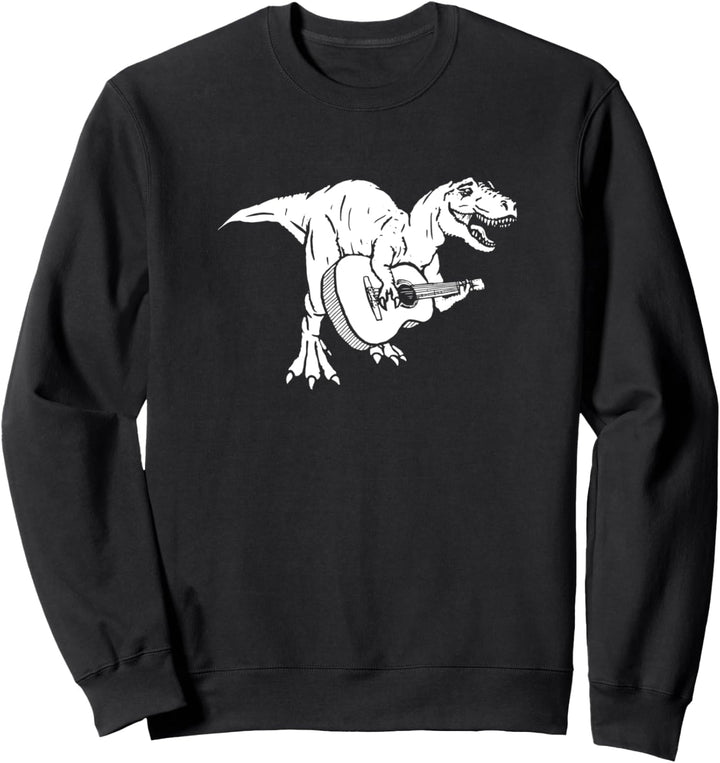 Dinosaur and Acoustic Guitar Funny Tyrannosaurus Music Retro Sweatshirt