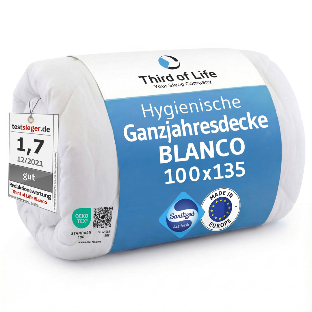 Bettdecke Blanco, Testsieger 2021, Weiche Winterdecke in Allen Grössen, Stepp-Decke mit Feuchtigkeit