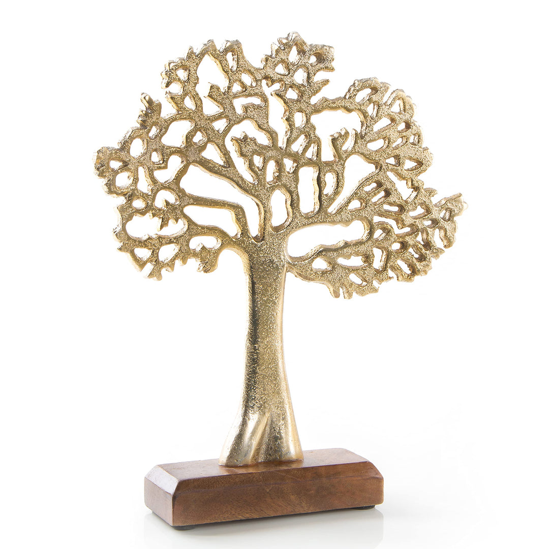 Logbuch-Verlag Baum Deko Figur aus Metall Lebensbaum Gold zum Hinstellen Schmuckbaum Hochzeit Gesche