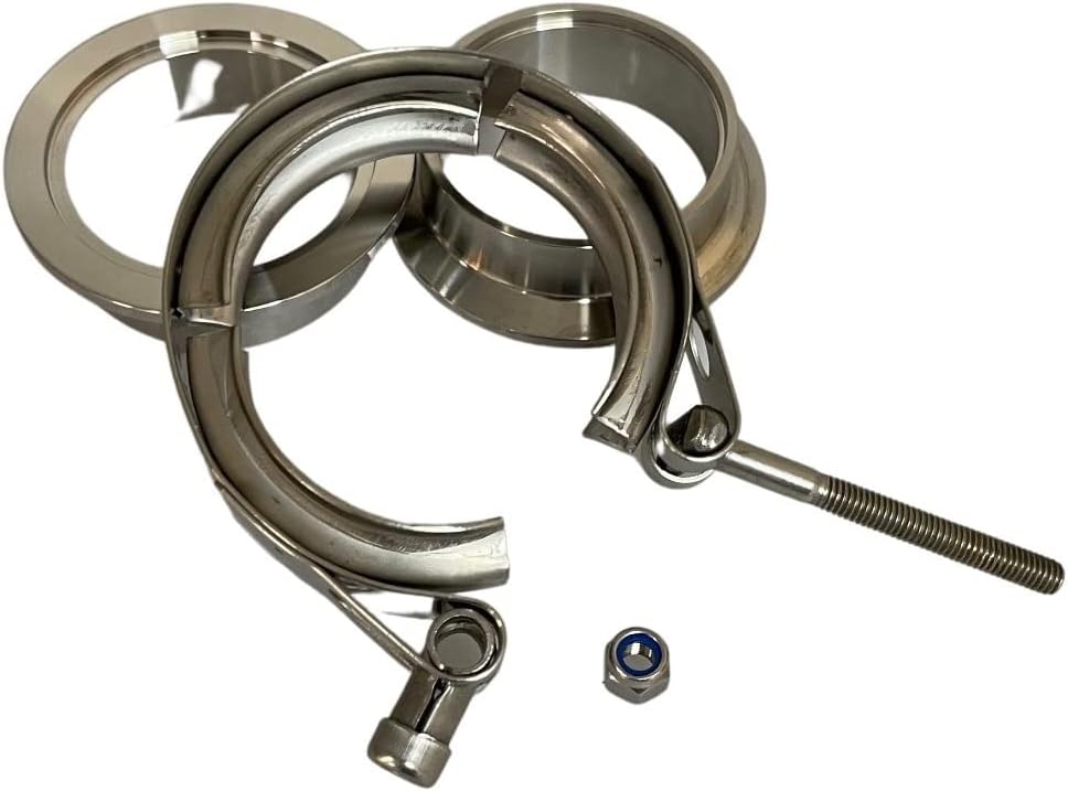 Boltza® V-Band Klemme + Flansche komplett Edelstahl Extra Turbo Schlauch (38 mm) 1.5" Inch (38mm), 1