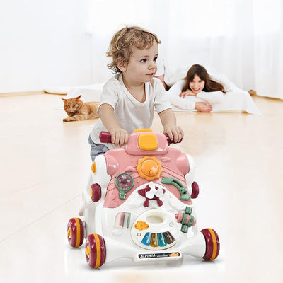 GOPLUS 3-in-1 Lauflernwagen, als Spielzentrum Lauflernhilfe Rutschauto, Abnehmbares Spielbrett, mit