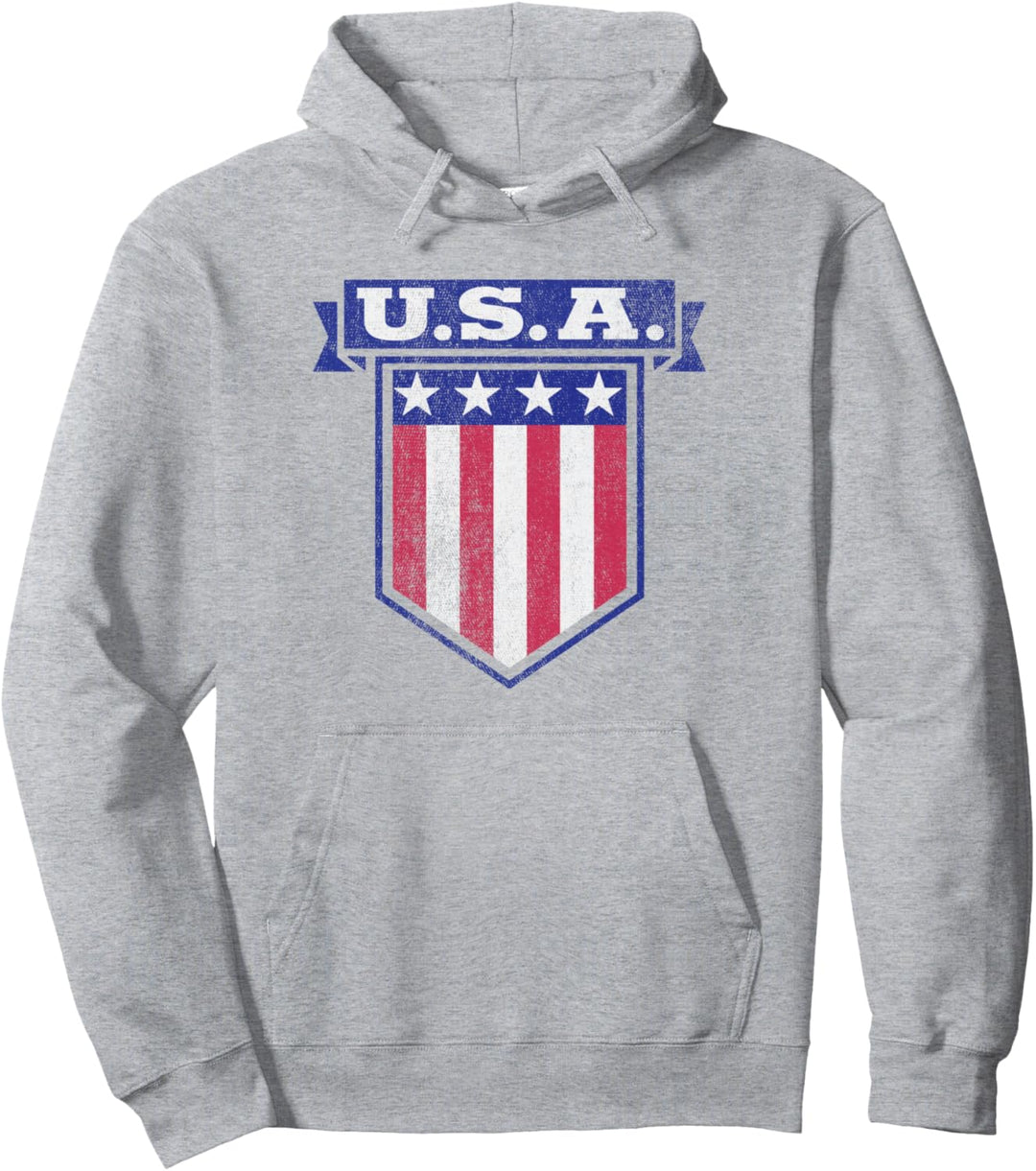 Trendy USA Stars & Stripes Banner Shield Pullover Hoodie