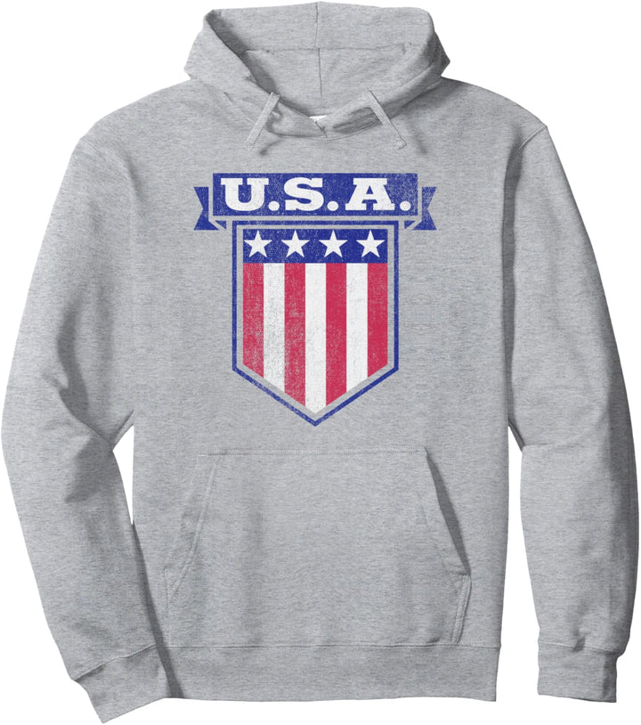 Trendy USA Stars & Stripes Banner Shield Pullover Hoodie