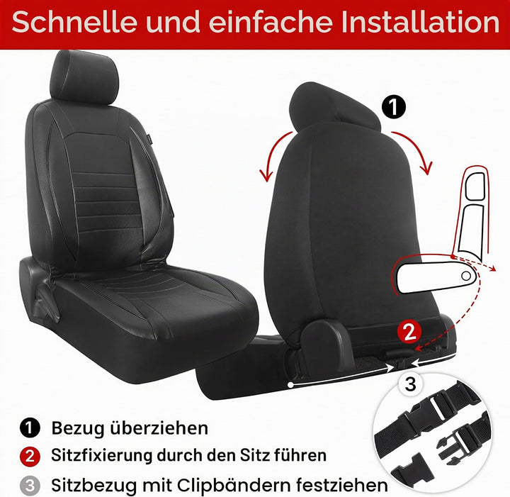 AUTOYOUTH Universal Vordersitzbezüge, wasserdicht, PU-Leder, Schwarz, Airbag-kompatibel, Paar, für S