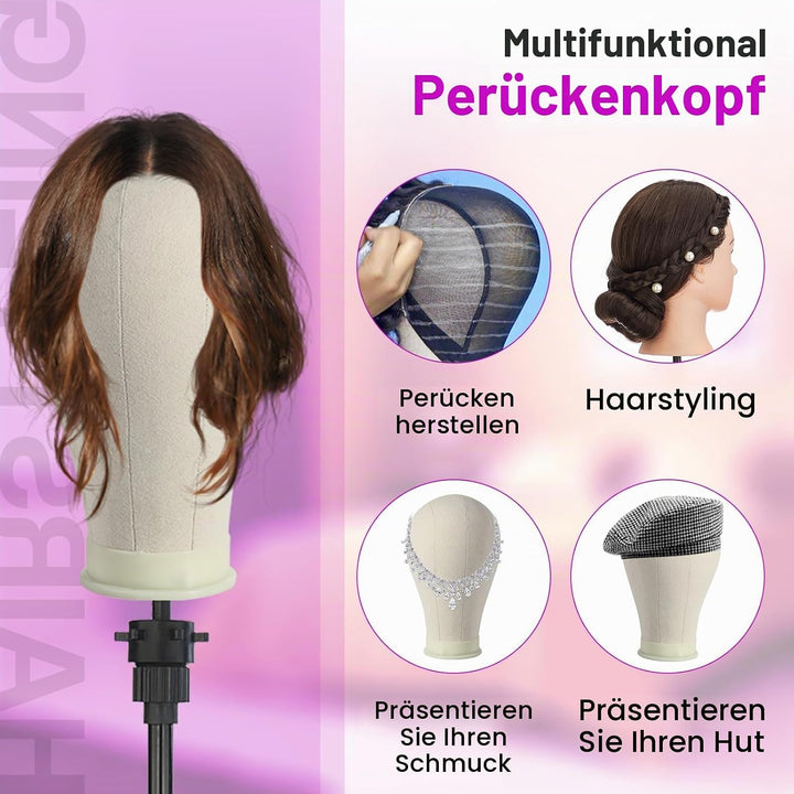 Perückenkopf 22"(56cm),Neverland Beauty Perücke kopf mit Perückenständer,Perücke machen Mannequin Ko