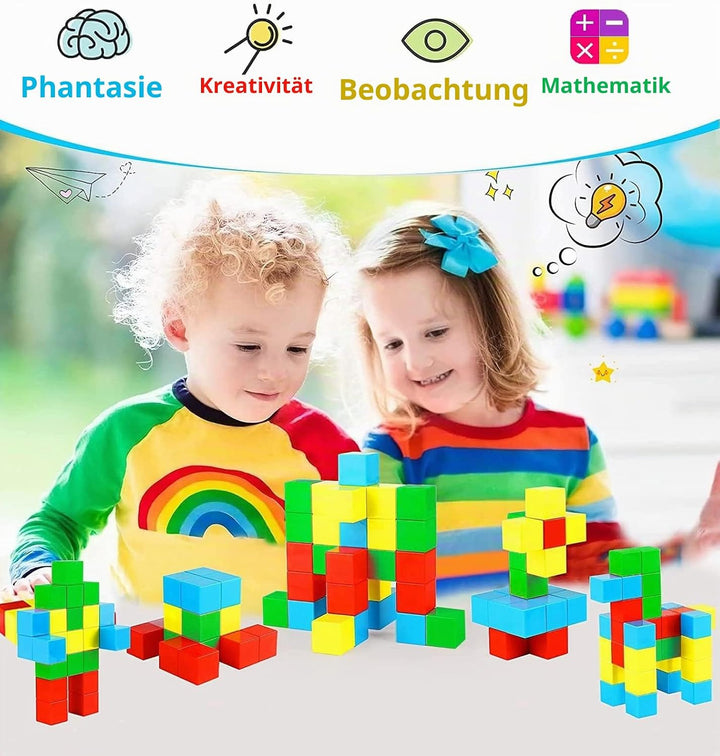 UiDor Magnetische Bausteine, Bunte Magnetische Blöcke Für Jungen Mädchen 25mm 40 Stück, Pädagogische