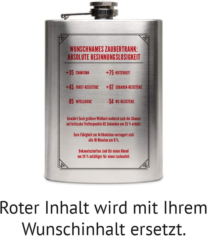 Flachmann Edelstahl 237 ml 8 oz individuelle Gravur Geschenk - Ausrüstungsgegenstand, Ausrüstungsgeg
