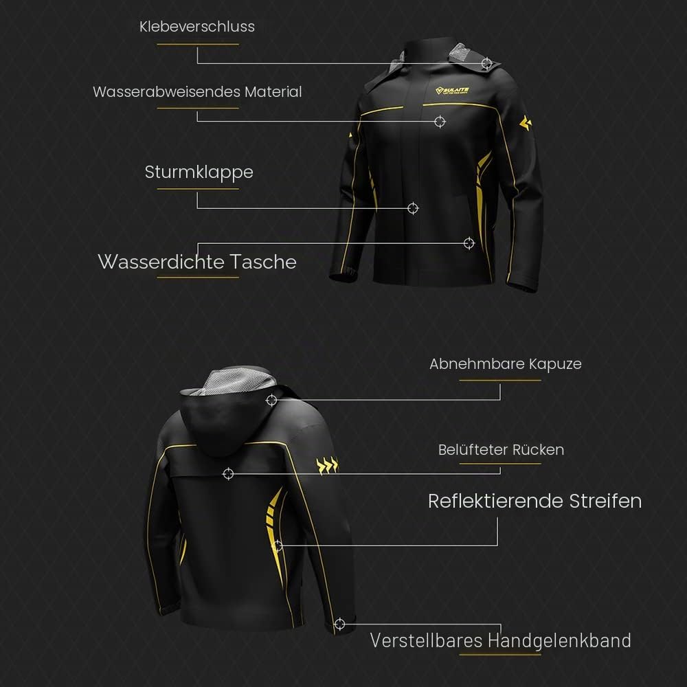 Lixada Wasserdichter Motorrad-Regenanzug für Männer und Frauen, Radfahren, Regenbekleidung, Jacke un