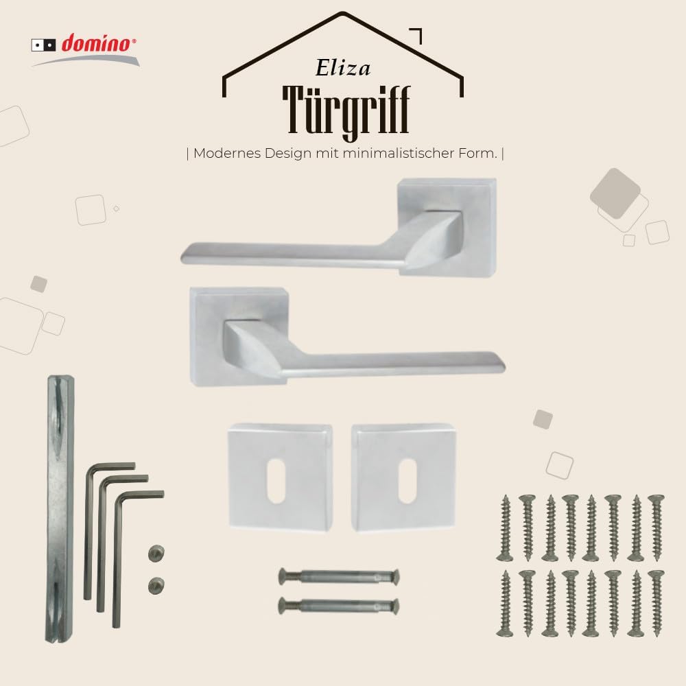 domino Türgriff ELIZA-QR M4 BB-Buntbart Drückergarnitur für Zimmertüren Türdrücker-Set Rosetten-Garn