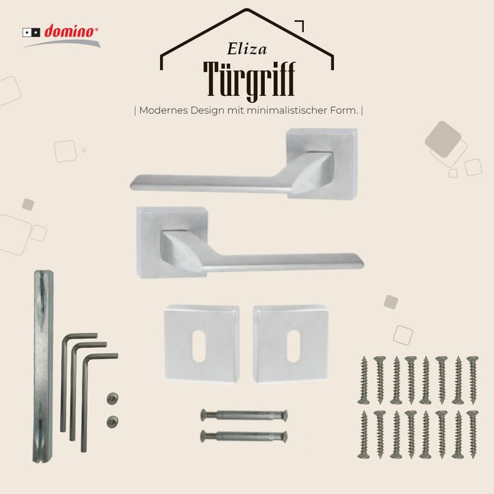 domino Türgriff ELIZA-QR M4 BB-Buntbart Drückergarnitur für Zimmertüren Türdrücker-Set Rosetten-Garn