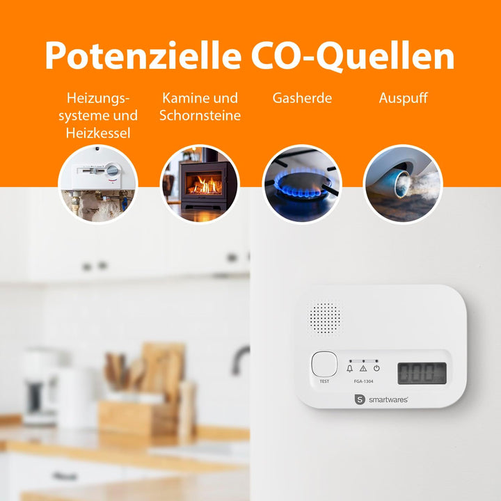 Smartwares Sicherheit Set, Rauchmelder und CO Melder, Austauschbare Batterien, Lebensdauer 10 Jahre