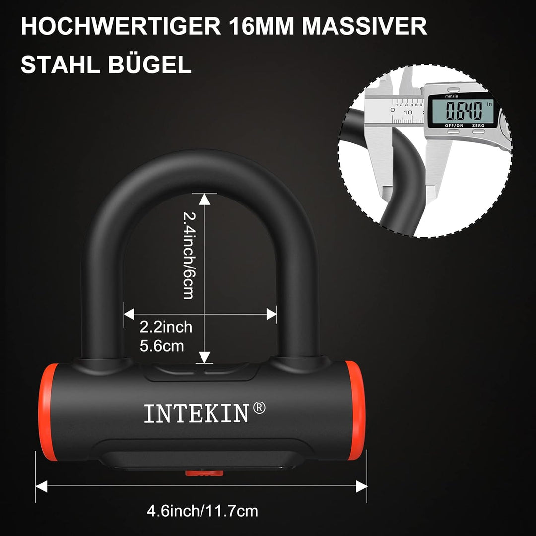 INTEKIN Fahrrad Kettenschloss aus 10mm gehärtetem Stahl, 100cm lang Motorradschloss/Fahrradschloss K