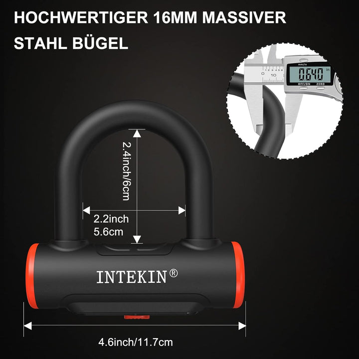 INTEKIN Fahrrad Kettenschloss aus 10mm gehärtetem Stahl, 100cm lang Motorradschloss/Fahrradschloss K
