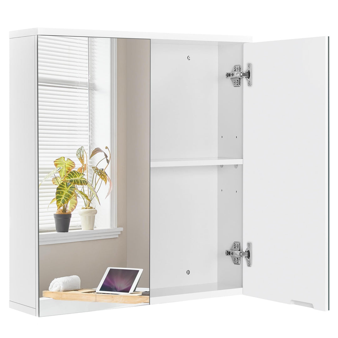 Yaheetech Badezimmerschrank mit 2 Spiegeltüren Hängeschrank Spiegelschrank fürs Bad 2-stufiger Badsc