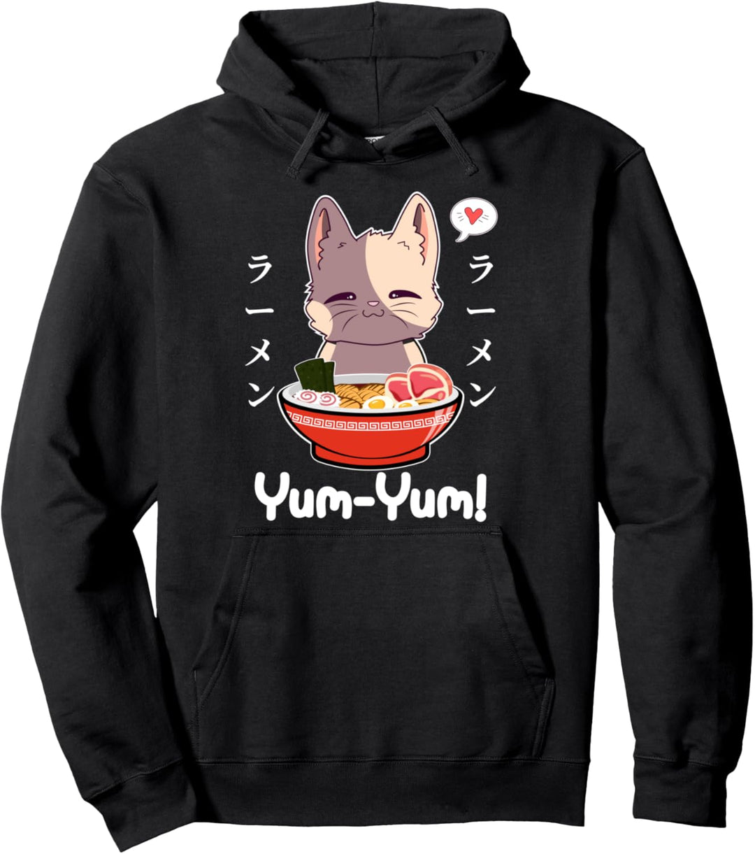 Kawaii Neko Ramen Lover Japanese Noodle Anime Pullover Hoodie