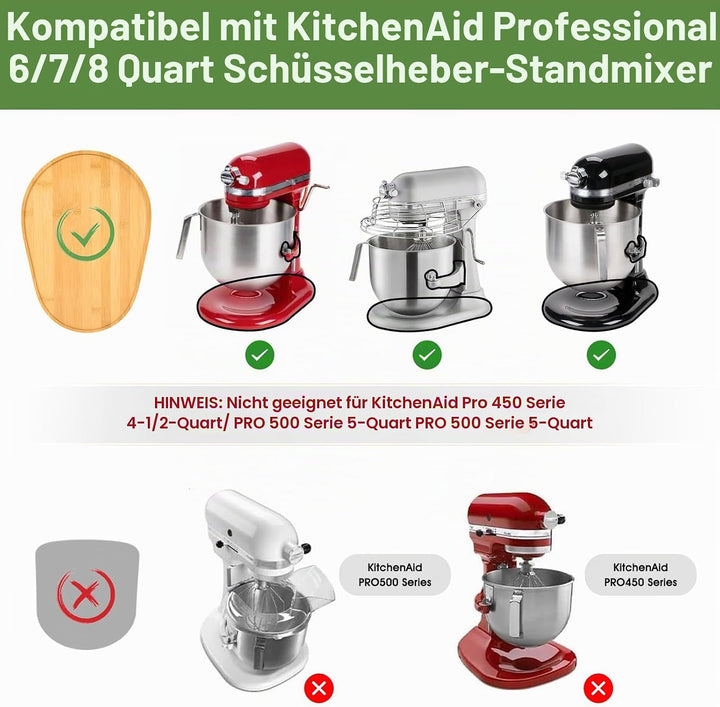 Bamboo Mixer Schieber kompatibel mit Kitchen Aid 6/7/8 Quart Bowl-Lift Stand Mixer, KN256WW Küche At