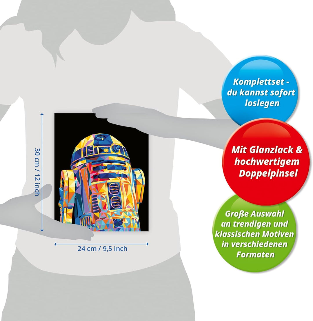 Ravensburger CreArt 23730 - R2-D2 - Star Wars Malen nach Zahlen Erwachsene, DIY Malset mit Pinsel un