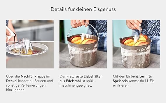 SPRINGLANE Eismaschine & Joghurtbereiter Elisa 2,0 L mit selbstkühlendem Kompressor 220 W, aus Edels