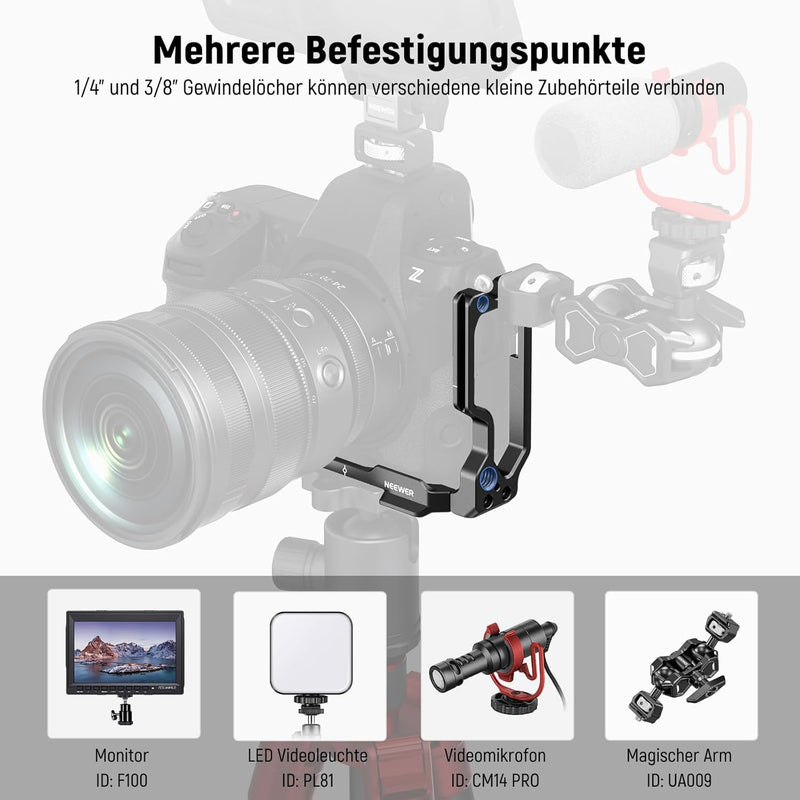 NEEWER Z8 L Platte kompatibel mit Nikon Z 8 Kamera, ausziehbare Aluminium Seitenplatte und Verdrehun