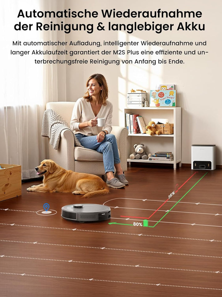 LEFANT M2S Plus Staubsauger Roboter mit Station, 10.000 Pa, automatischer Staubsauger, Vermeidung vo