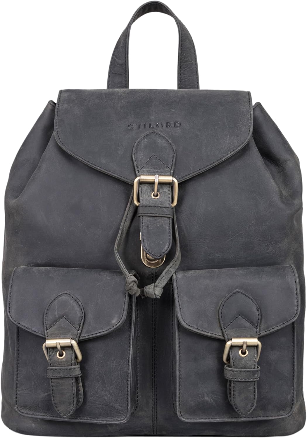 STILORD 'Ezra' Tagesrucksack Leder Daypack Gross Vintage Backpack ideal als Laptoprucksack 13,3 Zoll