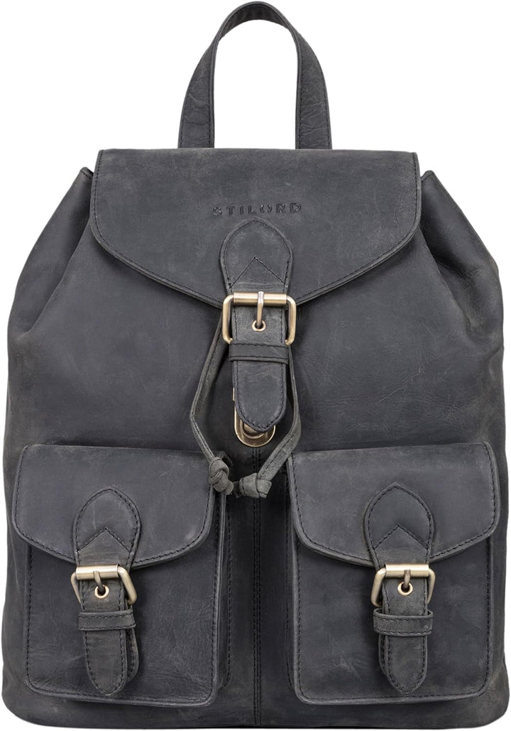 STILORD 'Ezra' Tagesrucksack Leder Daypack Gross Vintage Backpack ideal als Laptoprucksack 13,3 Zoll