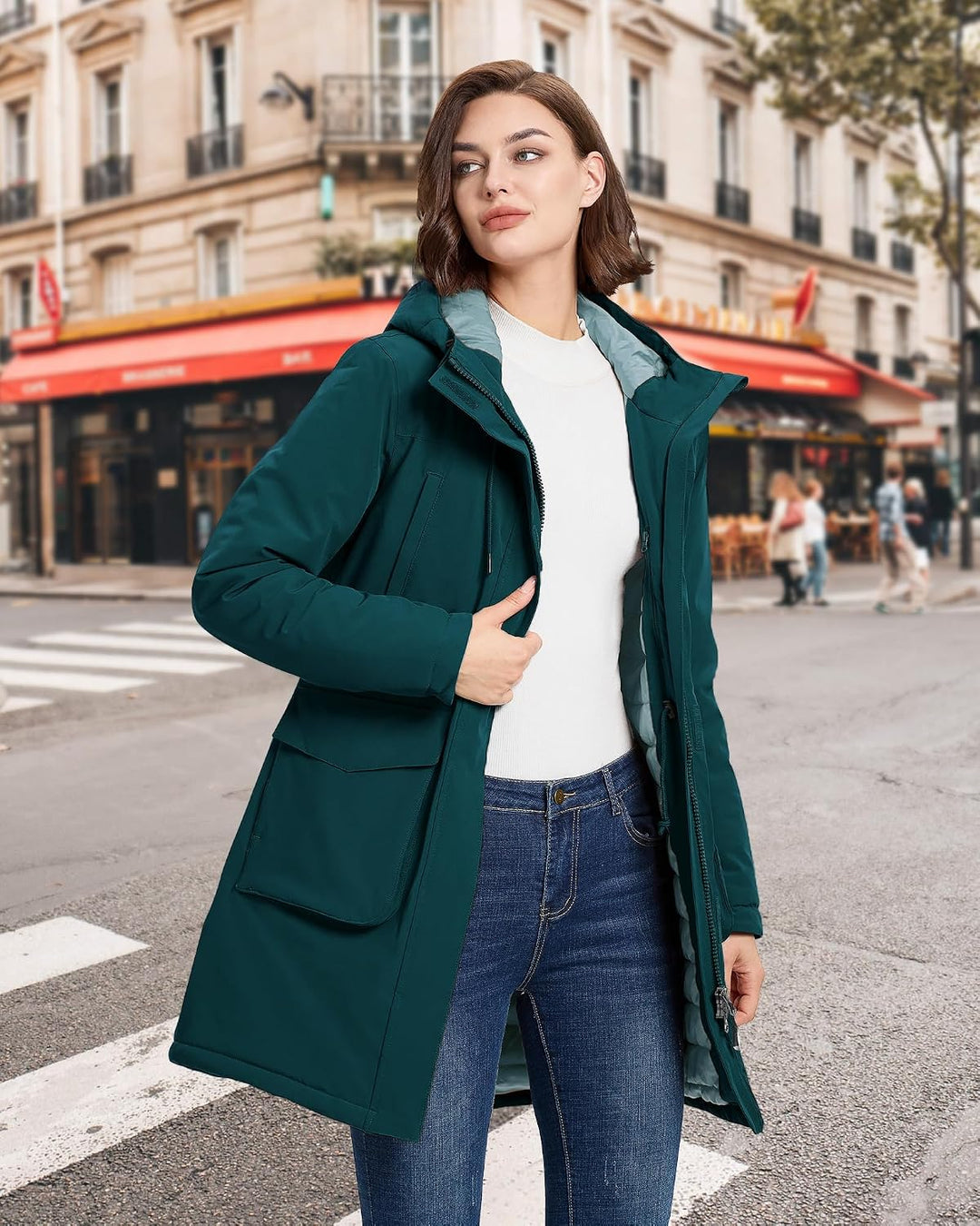 33,000ft Damen Wintermantel Lange Warme Winterjacke Parka Regenjacke Verdickene Funktionsjacke Mit K