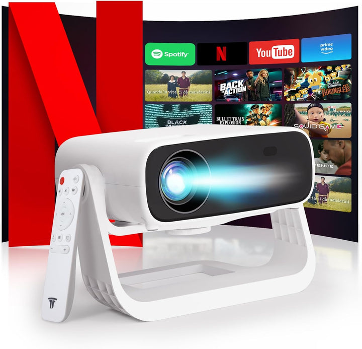 Wielio 2025 Neuer Upgraded Full HD 1080P Beamer, 20000 Lumens, 4K Unterstützung, Android 11, WiFi 6＆