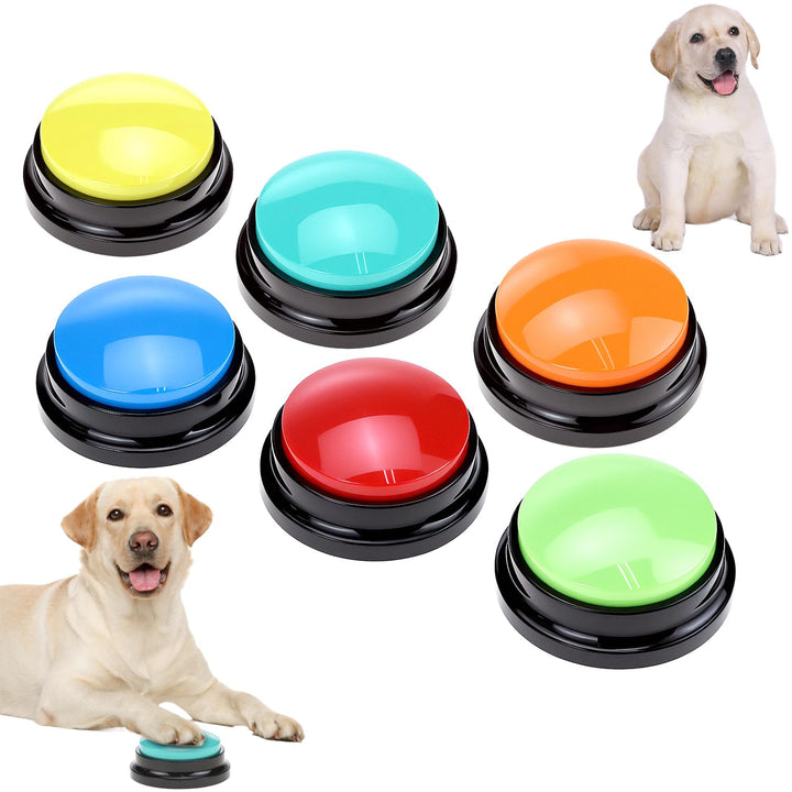 QWORK® 6 Stück Buzzer mit Aufnahmefunktion, Sprechende Tasten für Hunde – Interaktives Hundetraining