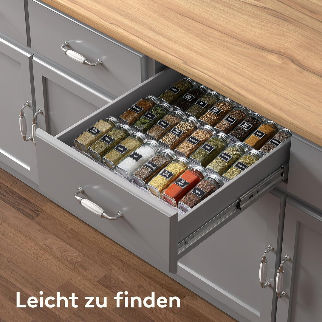 Lifewit Gewürz Organizer Schublade, 6 Stück Abnehmbares Gewürzregal Schublade Breite 20 bis 40 cm, 3