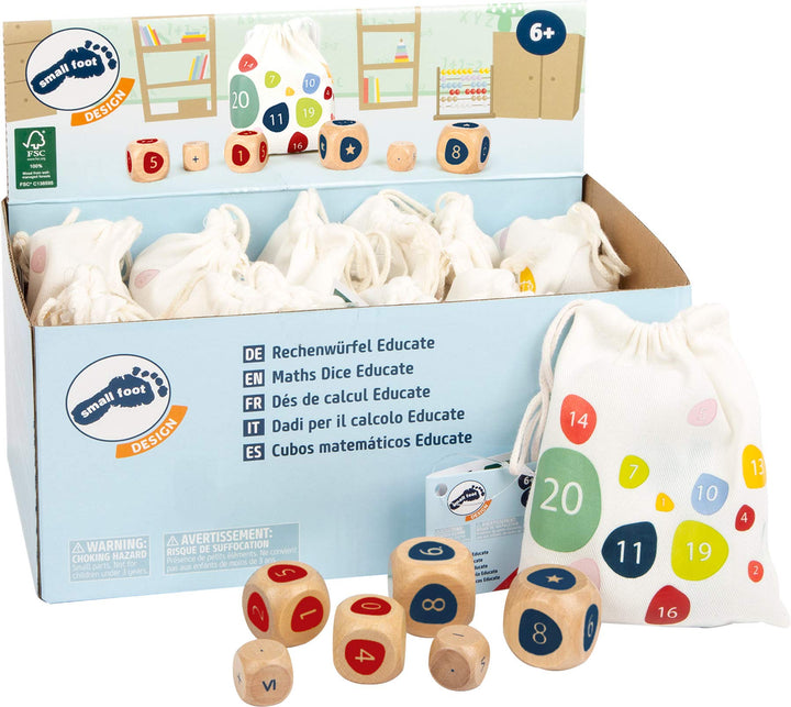 Small Foot Display Rechenwürfel Educate aus Holz, 12 Stück, Lernspielzeug für Mathe-Fans, ab 6 Jahre