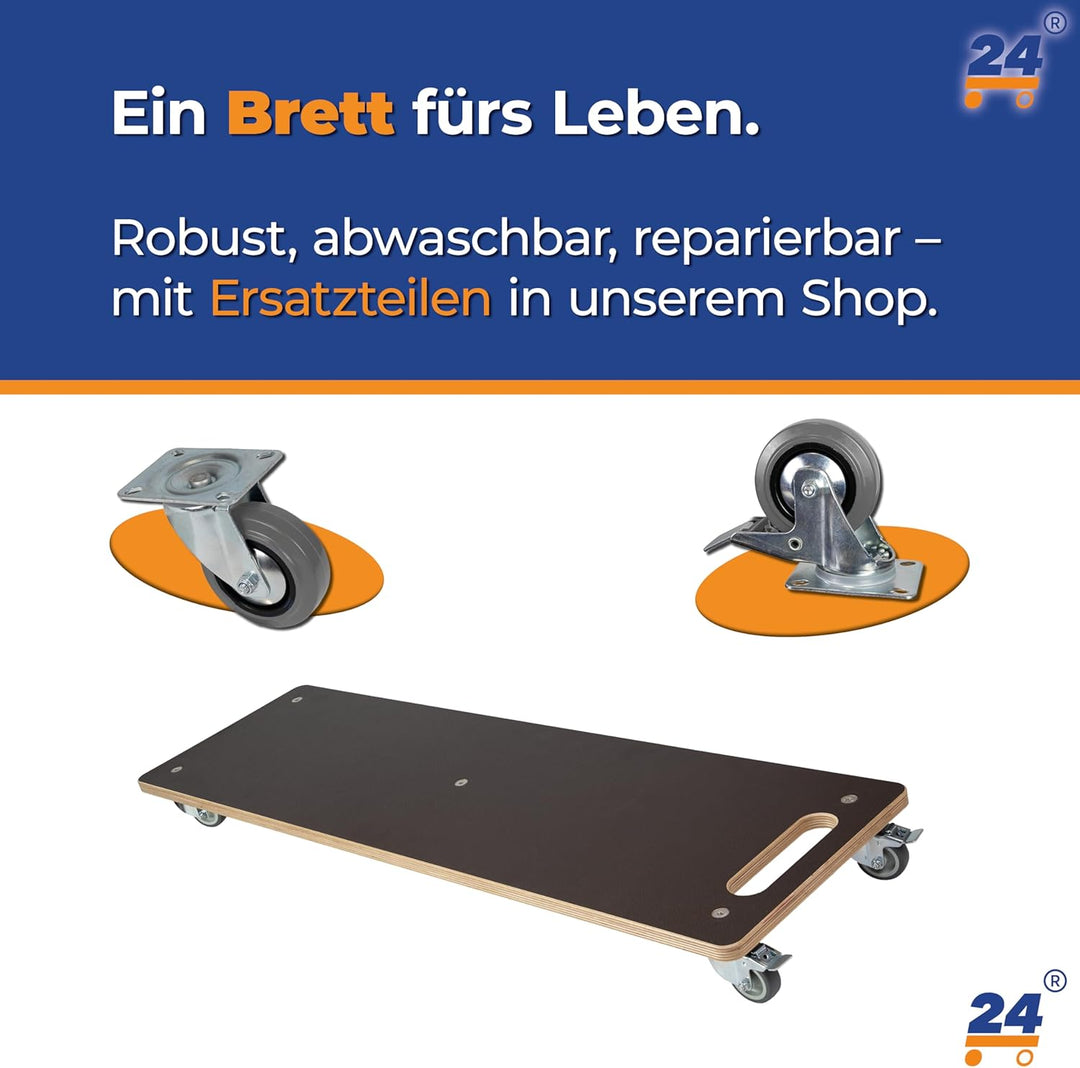 Lastenmeter – Transportroller 100x30 cm – 180 kg Traglast – 5 kugelgelagerte 360° Rollen, 2 mit Fest