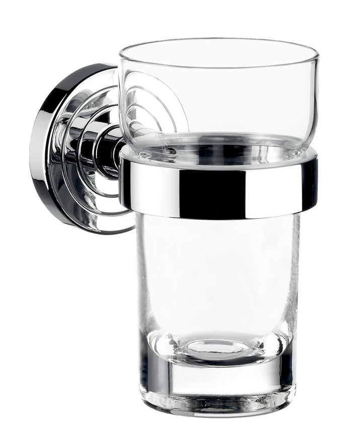 Emco Polo Glashalter mit 1 Glas, eleganter Zahnbürstenhalter zur Wandmontage, hochwertiger Zahnputzb