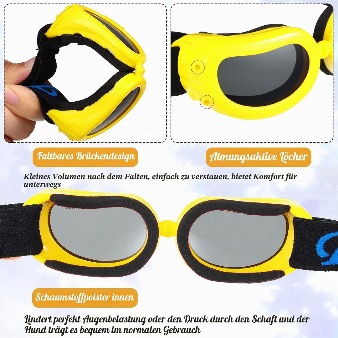 Haustier-Hundehelm und Hundebrillen-Set, gepolstert, 10.2 cm, Motorradhelm, Hunde-Sonnenbrille, Sich