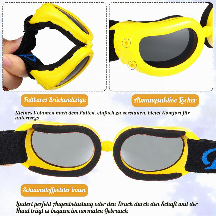 Haustier-Hundehelm und Hundebrillen-Set, gepolstert, 10.2 cm, Motorradhelm, Hunde-Sonnenbrille, Sich