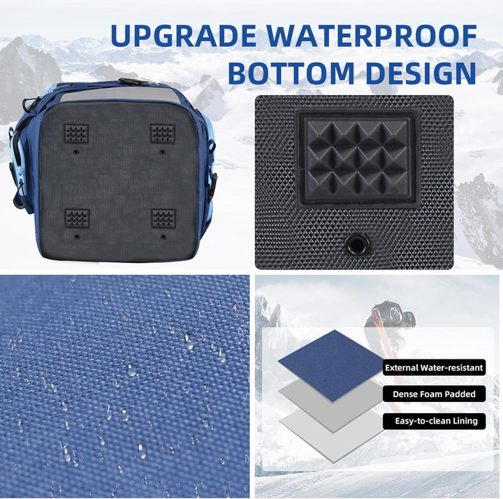 AUMTISC Skischuhtaschen mit Helmfach und Rucksackgurten, Skirucksack Skischuhrucksack mit Helmtasche