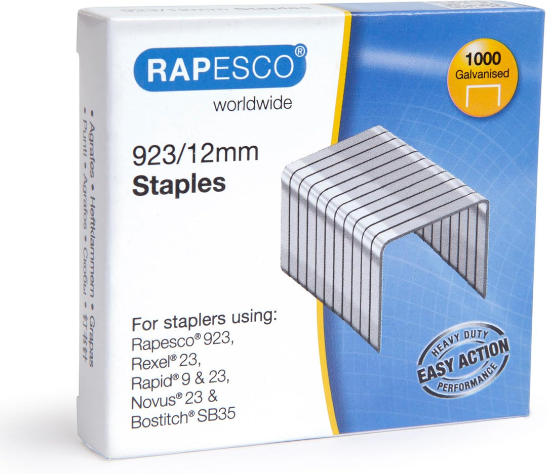 Rapesco 1550 ECO HD-140 Hochleistungs Heftgerät mit 1000 Stück Typ 923/12mm Heftklammern, Schwarz Sc