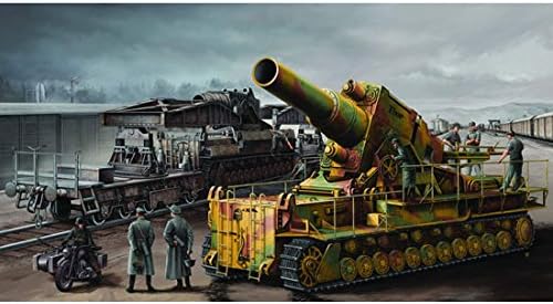 Trumpeter 00209 Modellbausatz Mörser Karl Gerät 040/041 auf Eisenbahn-Transport-Trailer, Mittel
