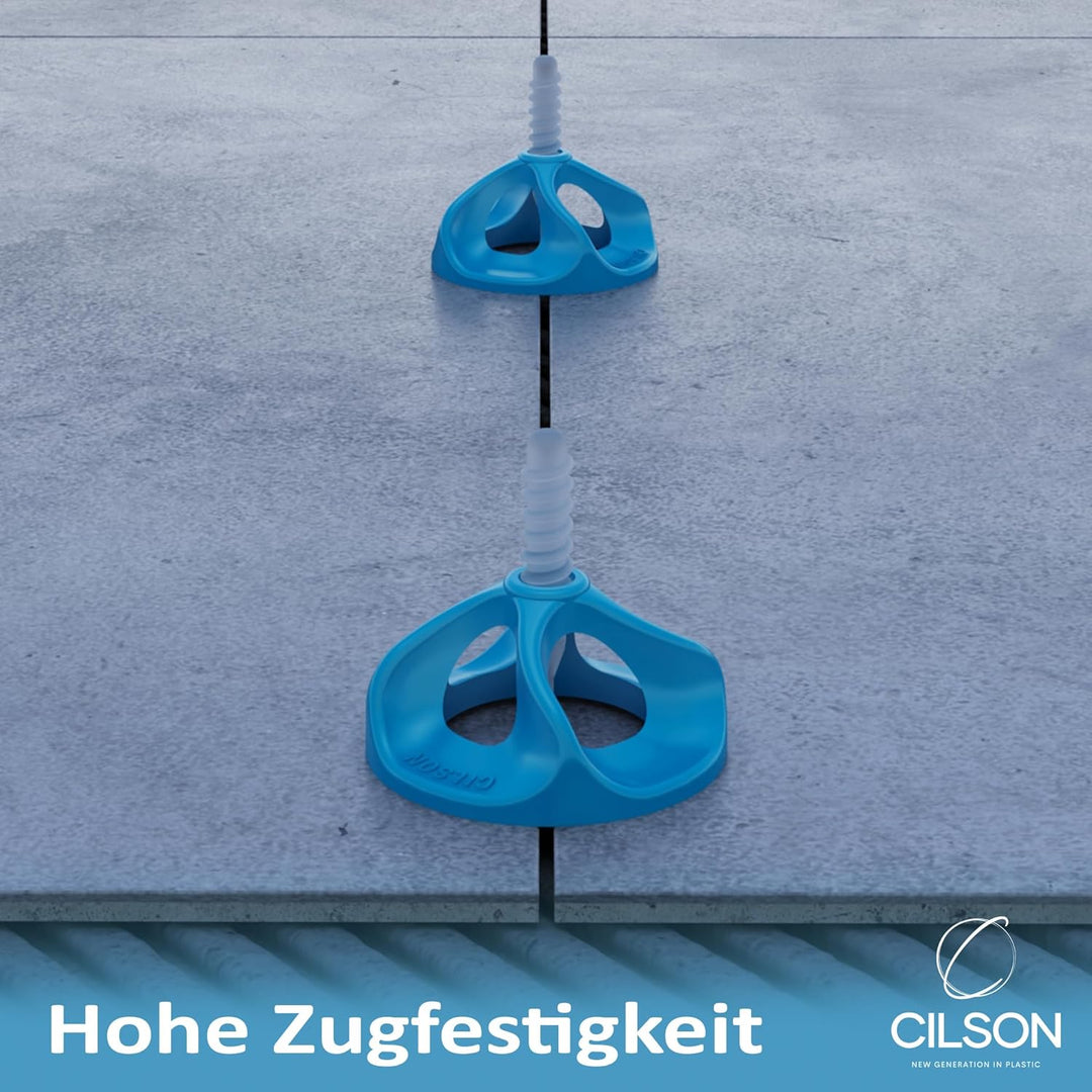 CILSON - Fliesen Nivelliersystem Tornado 1mm, Bausatz 2.000 Stück Gewindelaschen, Werkzeug Fliesenve