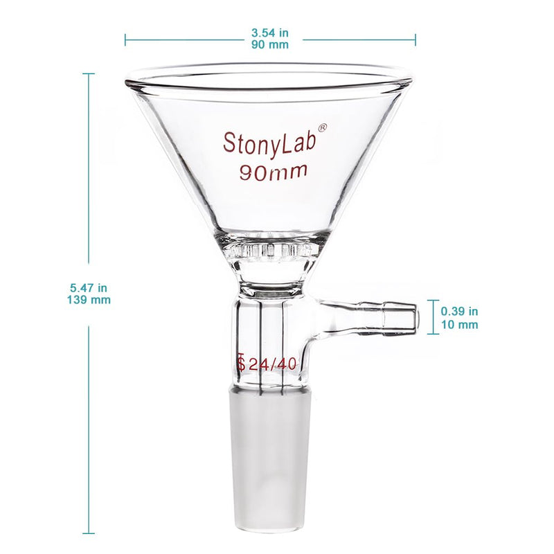 stonylab Glas Filter Trichter Borosilikatglas filter Trichter mit 90 mm Oberem Aussenmass, 24/40 Inn