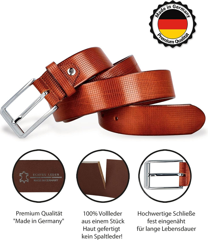 Cartvelli Business Ledergürtel Herren inkl. Geschenkbox Made in Germany - Echt Leder Gürtel Anzug 35