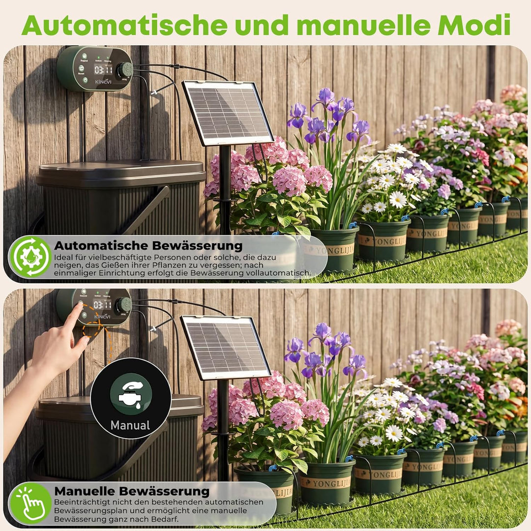 Solar Bewässerungssystem, Garten Automatisches Bewässerungs mit 22 Modi Timer, 15M Schlauch &amp; 15 Tro