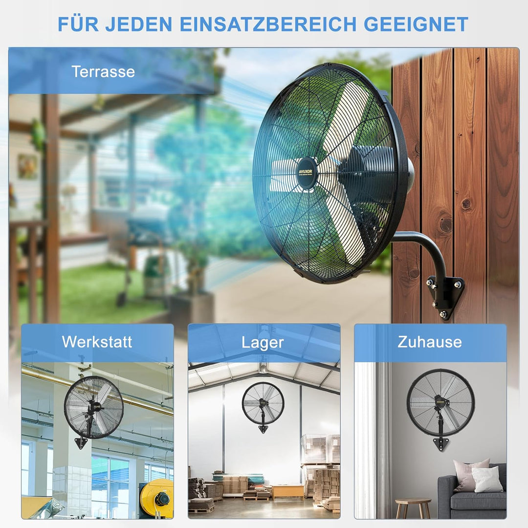 Industrieller Wandventilator Outdoor 60 cm mit Fernbedienung, BLDC Motor (bürstenlos), 90° Oszillati