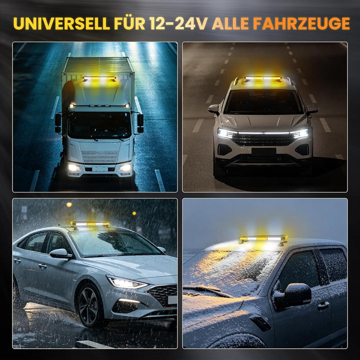 67cm 54 LED Rundumleuchte Blinklicht -7 Modi 12/24V Blitzleuchte Amber Warnleuchte Magnetische Notfa