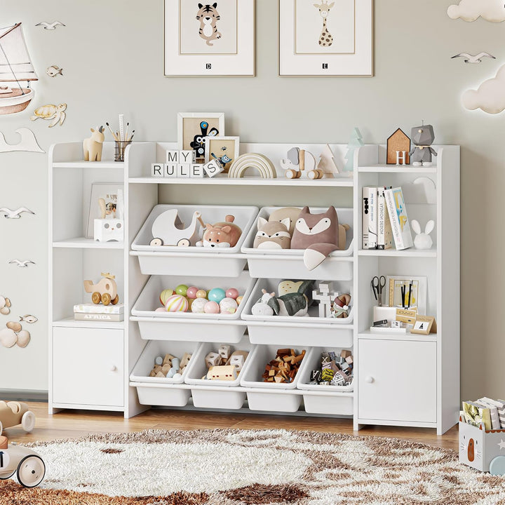FOREHILL Kinderregal mit 8 Boxen Kinderschrank Holz Bücherregal für Kinder Aufbewahrungsbox Kinderzi