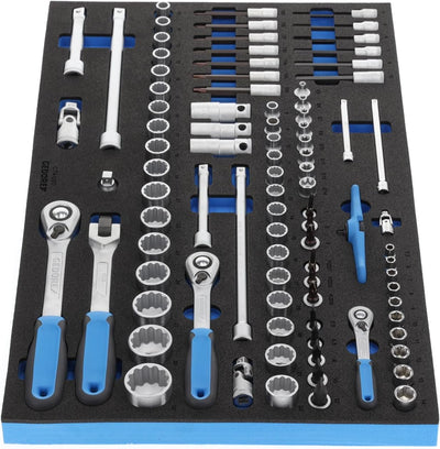 GEDORE Steckschlüssel-Satz 1/4'-3/8'-1/2' in Check-Tool-Modul, 91-tlg, 1 Stück, 2005 CT4-U-20